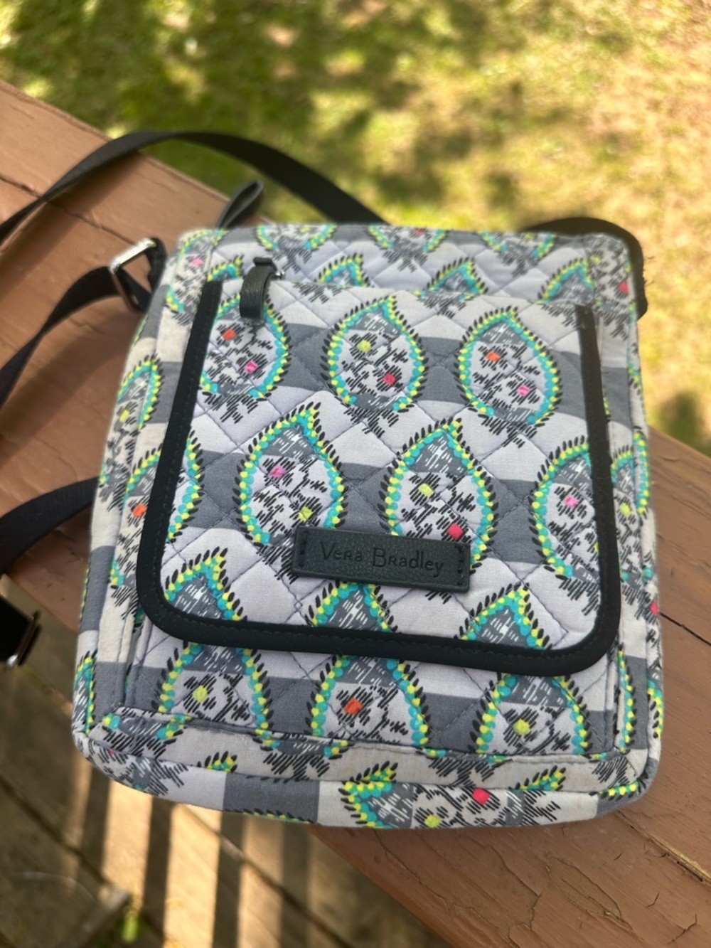 Vera Bradley grey and black crossbody purse